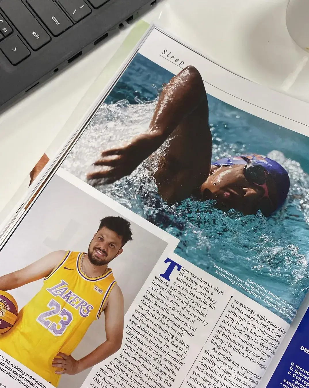 Happiest Health Magazine December 2023 — Lee featured on swimming and sleep